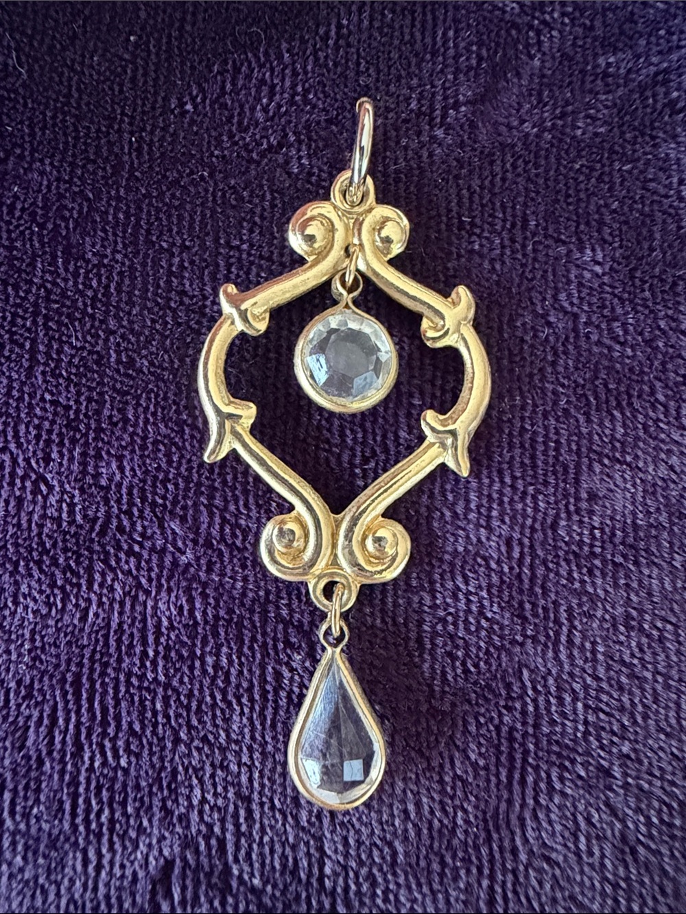 Vintage Victorian style chandelier pendant 10K gold plated
